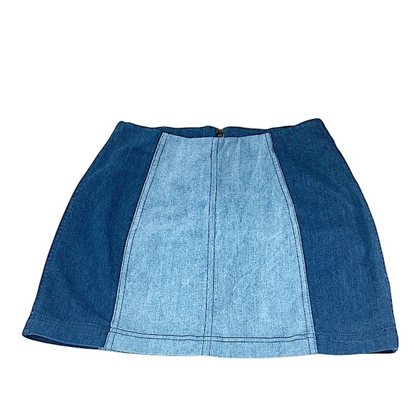 Free People Y2K Modern Femme Color Block Denim Mini Skirt Womens Size 6 LIKE NEW - Picture 6 of 14